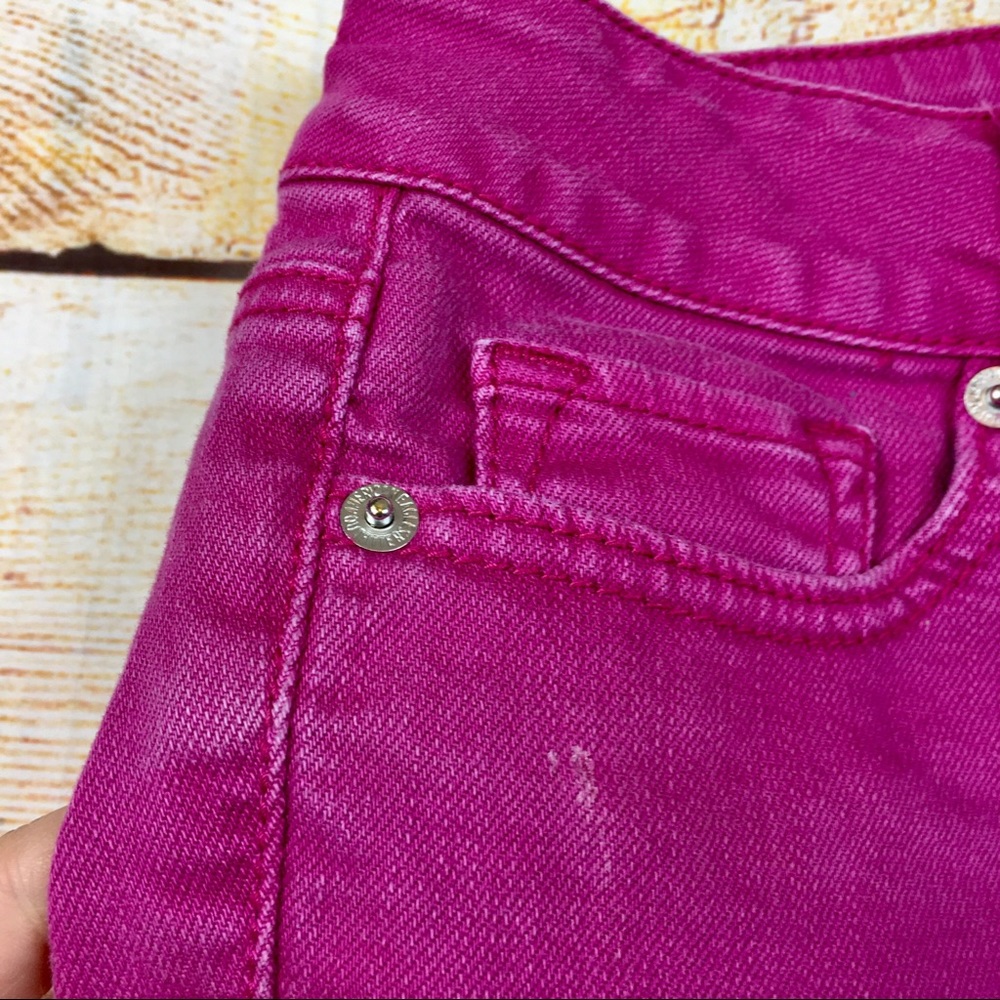 American Eagle fuchsia cutoff denim shorts sz 0 - Picture 3 of 6